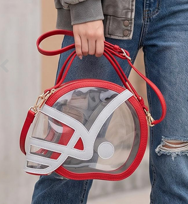 Transparent Gameday Football Helmet Shaped Crossbody Handbag