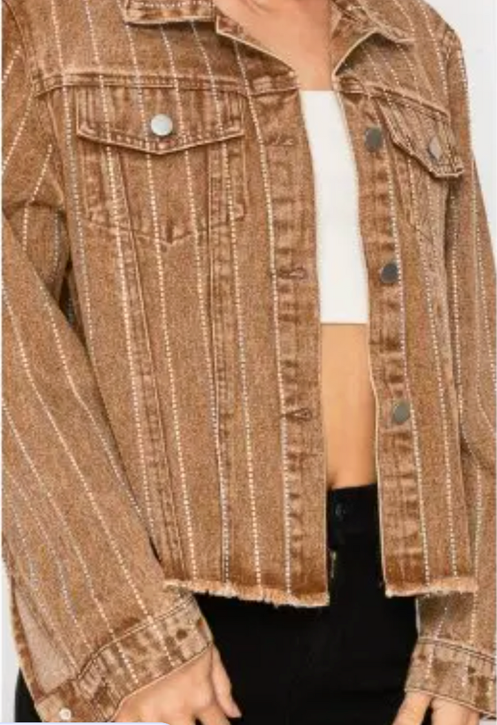 Stunning Denim Jacket with Stripe Sparkle Designs-Plus too & many colors!