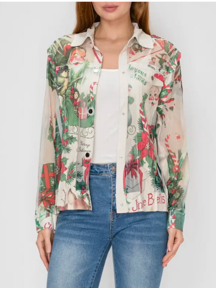 Faux Suede & Mesh Detailed Jacket -XMAS
