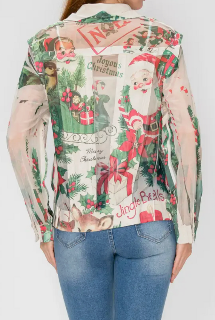 Faux Suede & Mesh Detailed Jacket -XMAS
