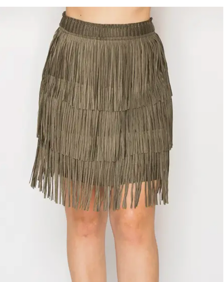 Short Layered Fringe Tiered Skirt -plus and many colors!
