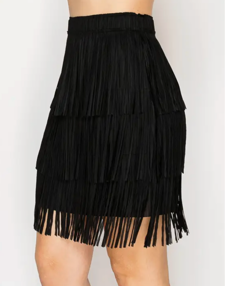 Short Layered Fringe Tiered Skirt -plus and many colors!
