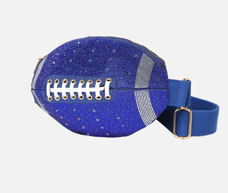 Bling Studded Game Day Football Shape Fanny Pack / Sling Bag
