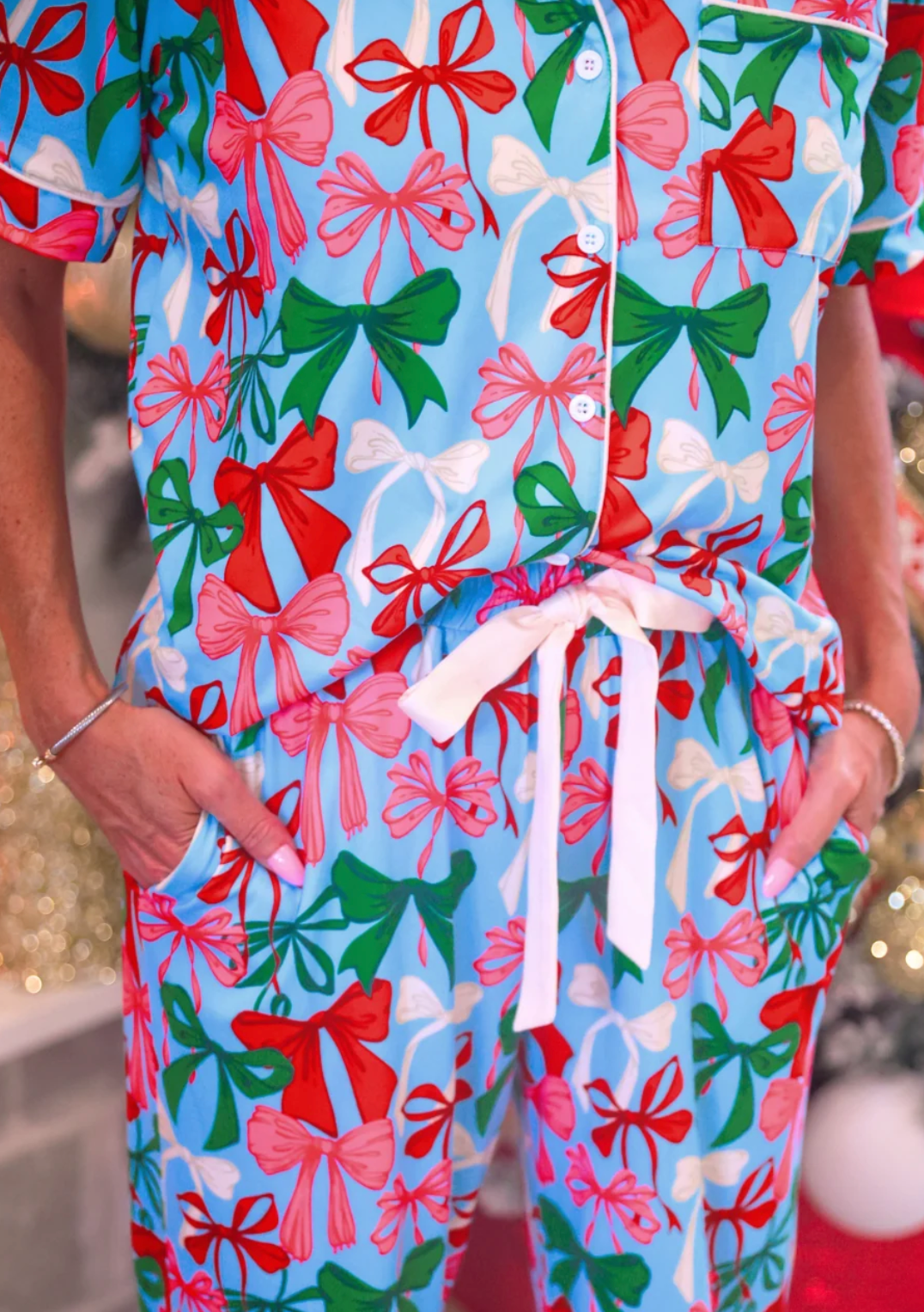 Jingle Bows Ruffle Pajama Set