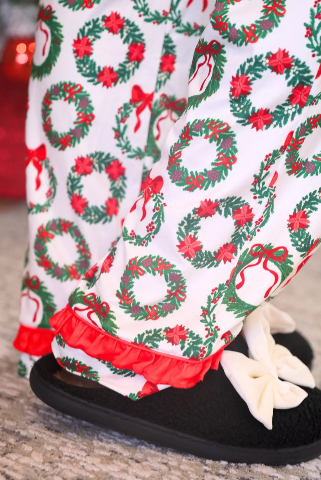 Ribbon Wreath Ruffle Pajama Set