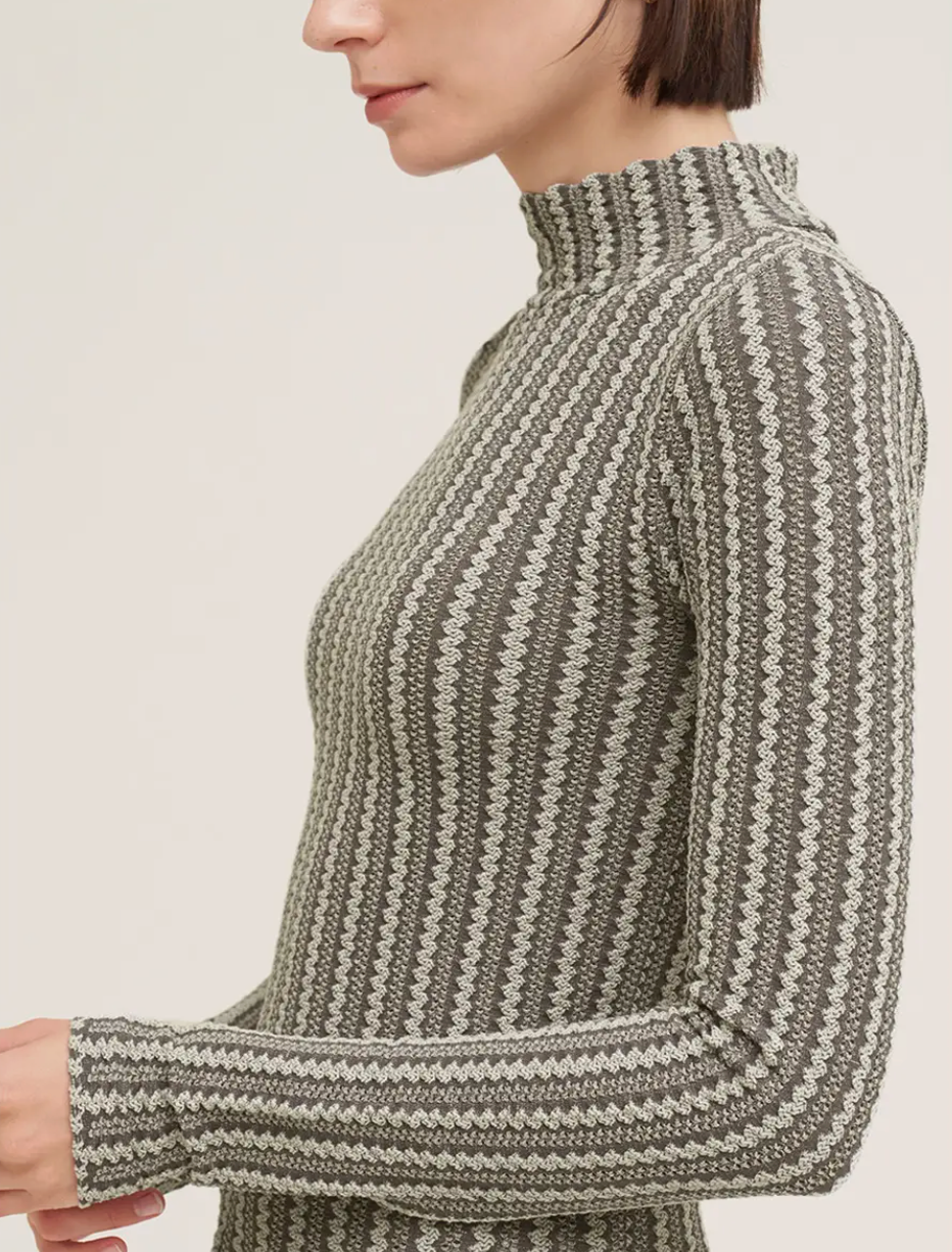 NikiBiki Modal Pointelle Mock Neck Top