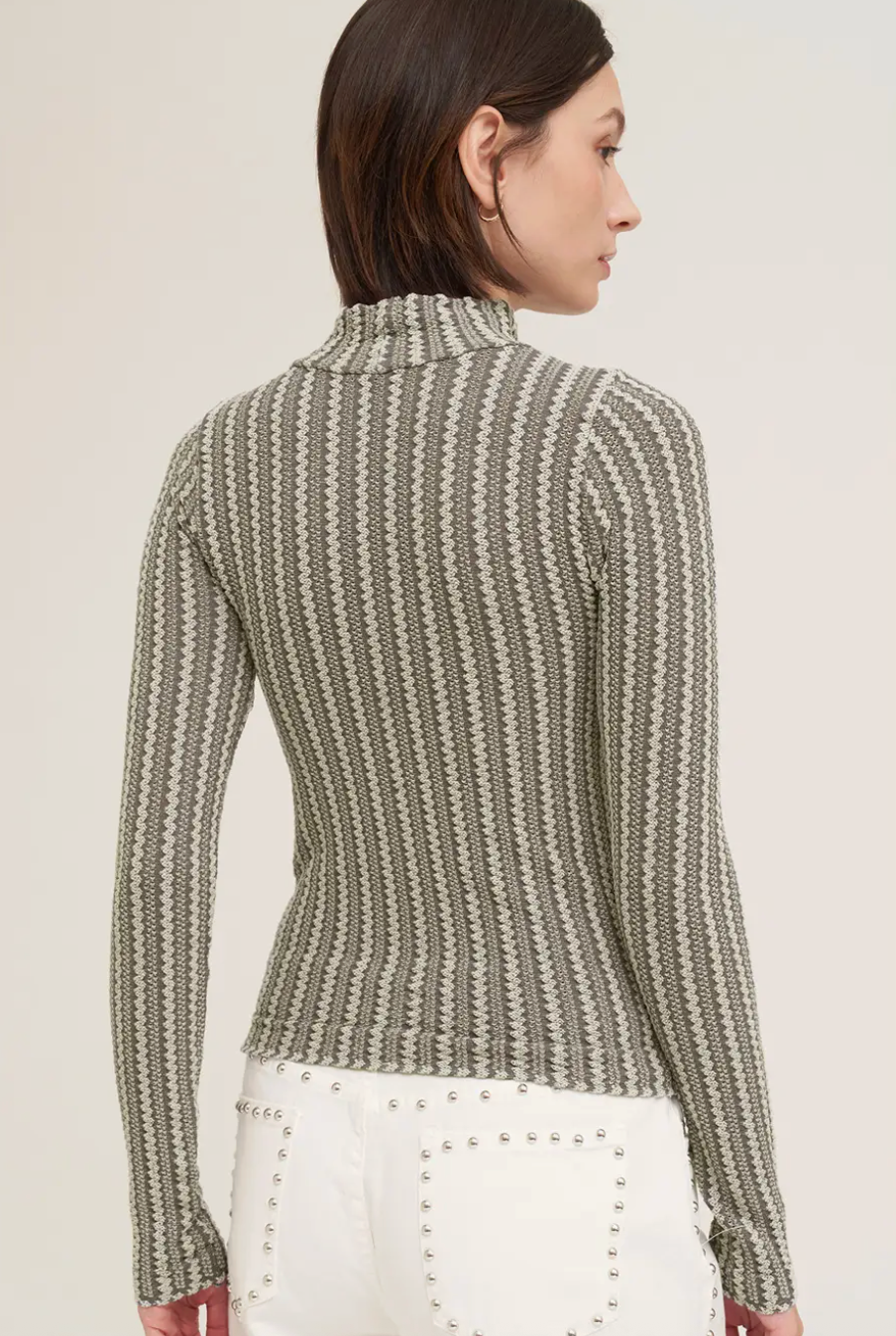 NikiBiki Modal Pointelle Mock Neck Top