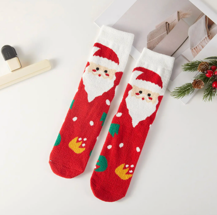Christmas Theme Graphic Fuzzy Socks Gift Box (3 Pairs)