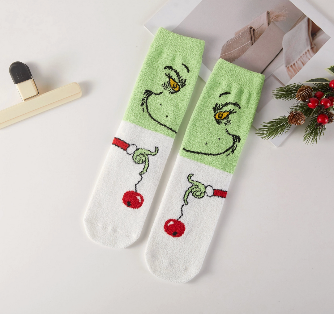 Christmas Theme Graphic Fuzzy Socks Gift Box (3 Pairs)