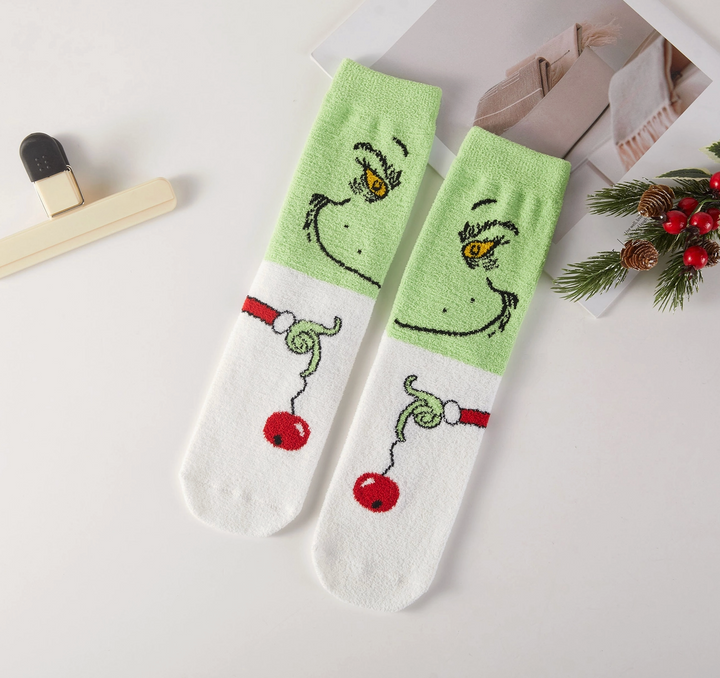 Christmas Theme Graphic Fuzzy Socks Gift Box (3 Pairs)