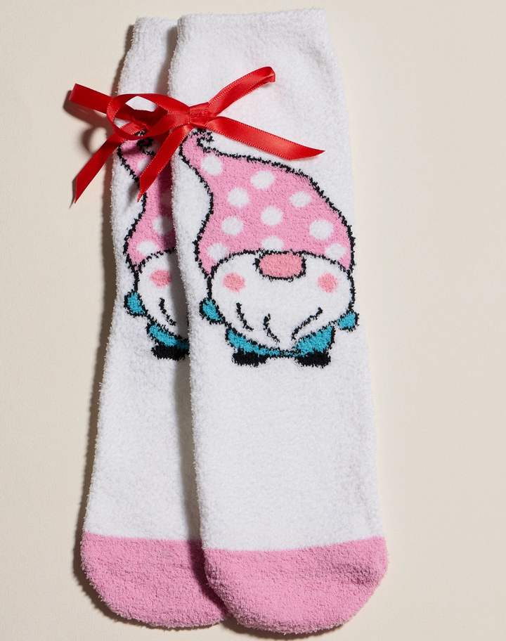 Christmas Theme Printing Winter Fuzzy Cozy Socks (4 Pairs)