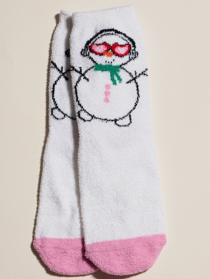 Christmas Theme Printing Winter Fuzzy Cozy Socks (4 Pairs)