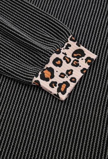 Rib Texture Leopard Patchwork Detail 2pcs Pant Set (S-Xl)