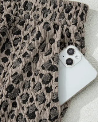 Jacquard Leopard Half Sleeve Jumper Wide Leg Pant Set (S-Xl)