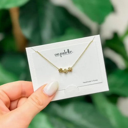 Dainty Gold Shamrock Trio Necklace