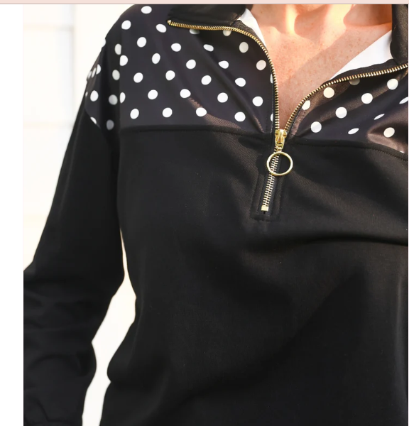 Mia Printed Pullover- After Dark Polka Dot