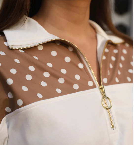 Mia Printed Pullover- Mocha Mousse Polka Dot