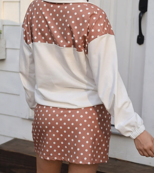 Mocha Mousse Polka Dot Skort