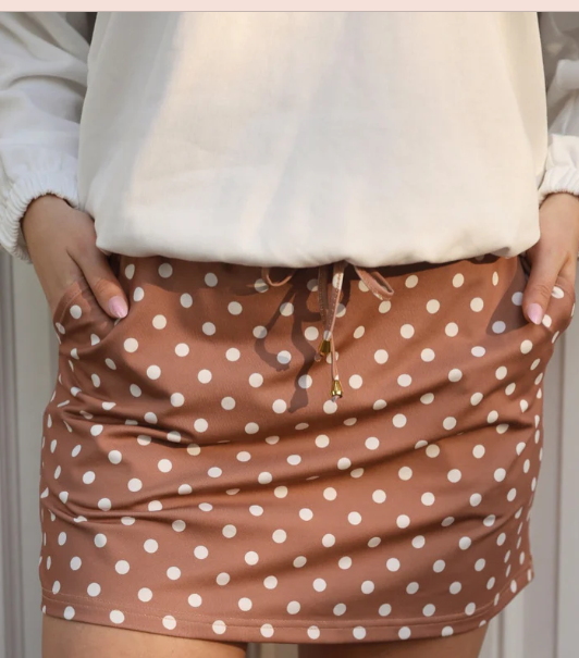 Mocha Mousse Polka Dot Skort