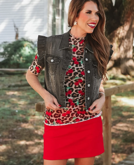 Jordan Ruffle Denim Vest- Black Denim