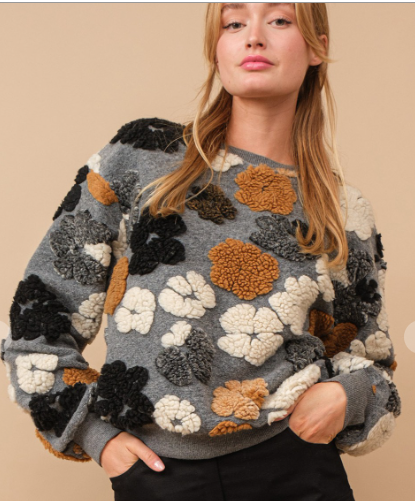 Fia Flower Sherpa Sweater