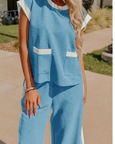 Color Casual Fashion Pocket Two-Piece Suit PREORDER!