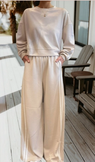 Preorder-Varsity Striped Pullover Elastic Sweatpants 2pcs Outfit S-Xl