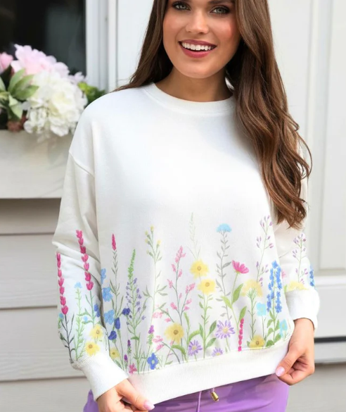 Wildflower Field Printed Pullover Plus too!