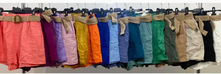 Italian Linen Short Pants S/M W/Raffia Belt LOOWIE