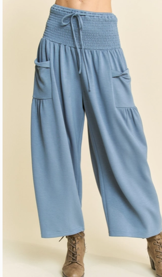 Davi & Dani Ruffle Cap Sleeve Top and Waistband Pants Set