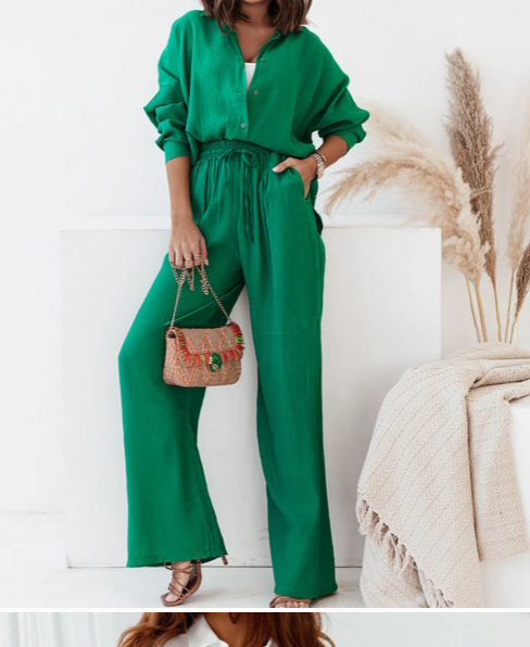 Women's Two-Piece Set High-Waisted Trousers Casual Stylish(plus too)