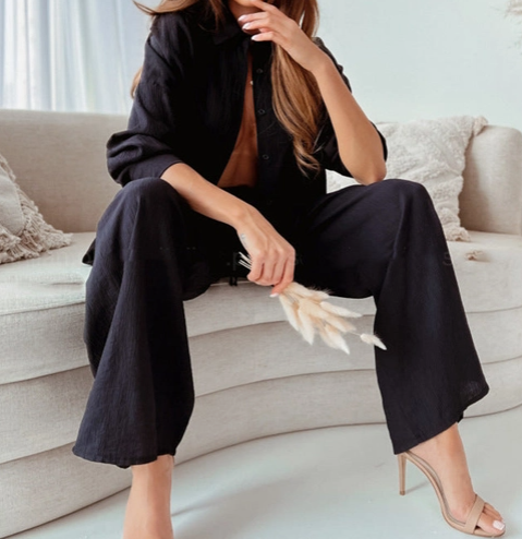 Women's Two-Piece Set High-Waisted Trousers Casual Stylish(plus too)