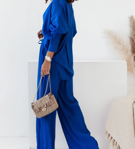 Women's Two-Piece Set High-Waisted Trousers Casual Stylish(plus too)