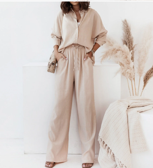 Women's Two-Piece Set High-Waisted Trousers Casual Stylish(plus too)