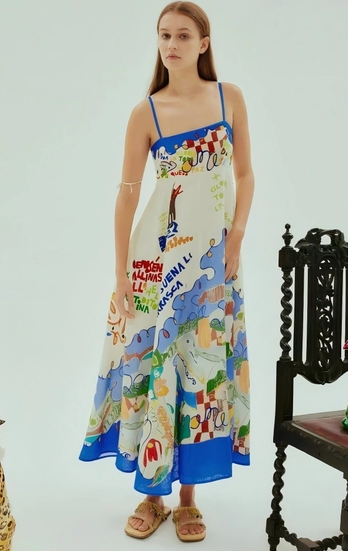 New Summer Print Linen A-Line Dress (plus too)