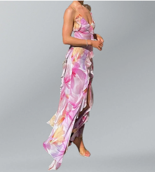 Elegant Floral Slip Dress Casual Beach Vacation Dress (plus too)