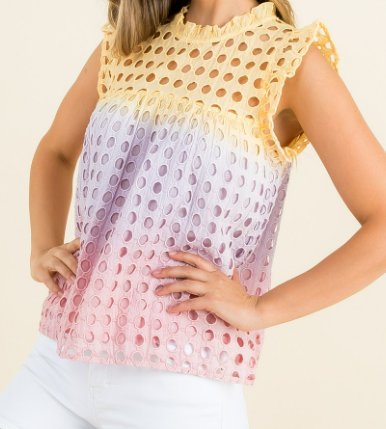 Oxford Ombre Eyelet Top