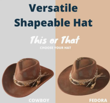 Rustic Cowgirl with Feather Fedora Hat