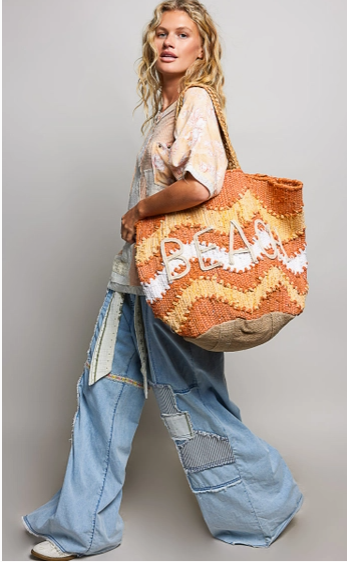POL Beach Letter Woven Braided Tote Bag (PREORDER 5/29)