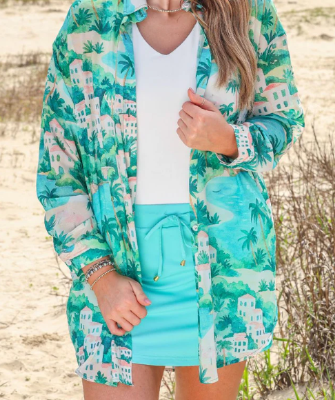 Breezy Tunic Top- Coastal Vista-PREORDER- Plus too