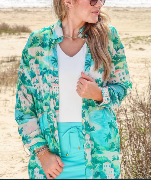 Breezy Tunic Top- Coastal Vista-PREORDER- Plus too