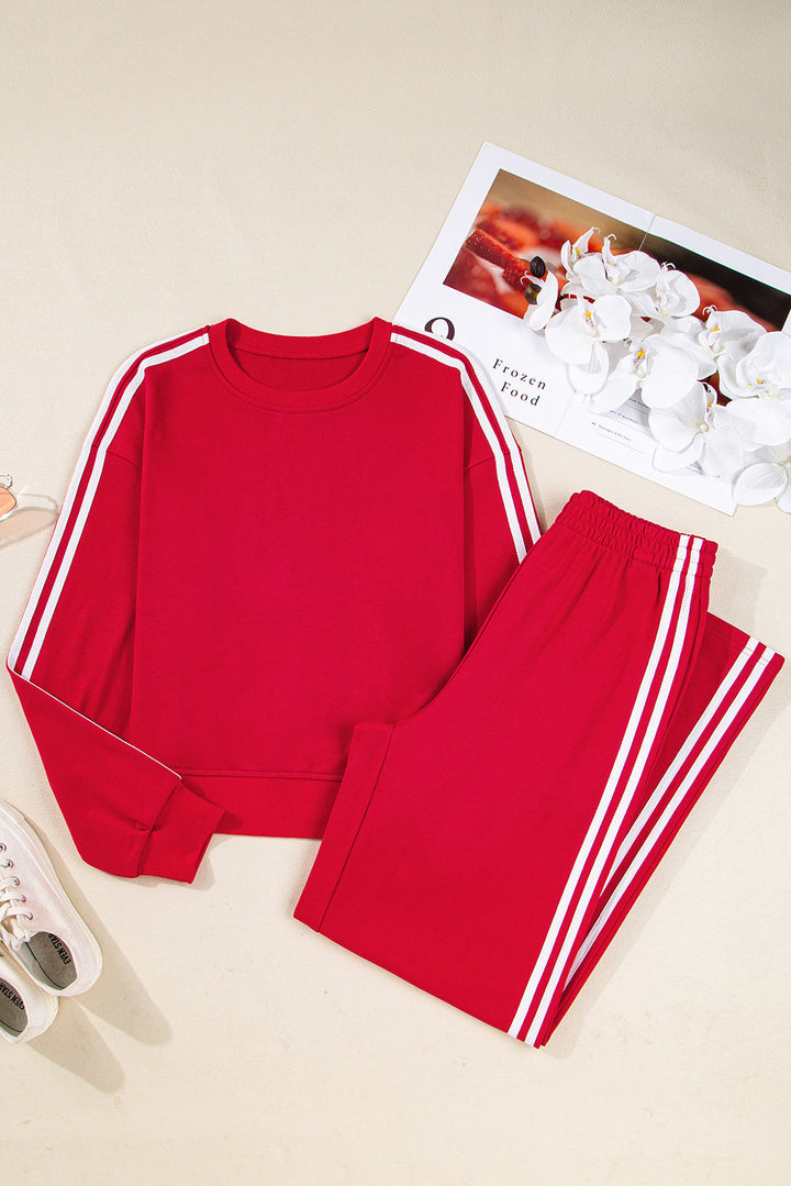 Varsity Stripe Crewneck Pullover & Sweatpants Set