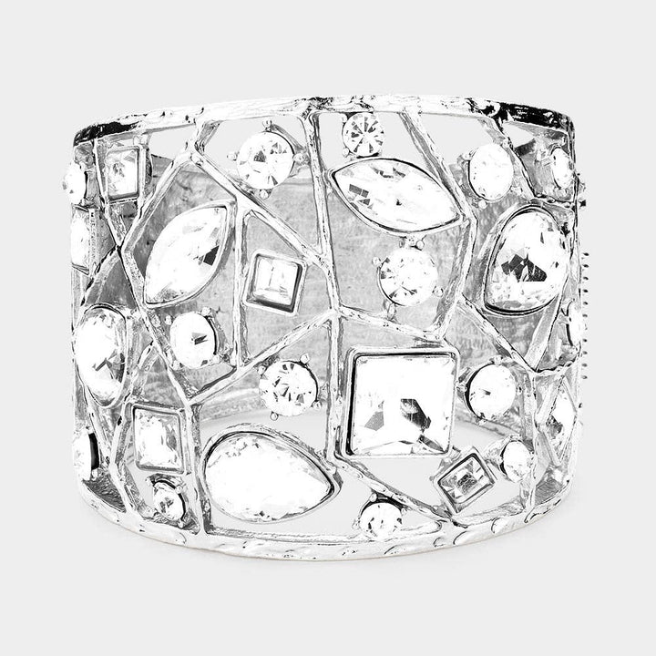 Multi Stone Embellished Hinged Bracelet