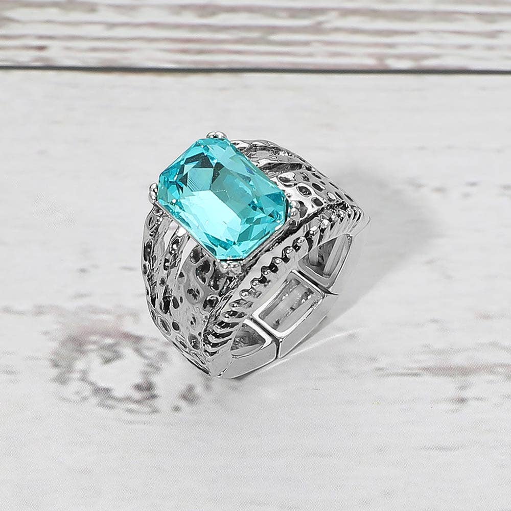 Bold Geometric Stone Accent Stretch Ring