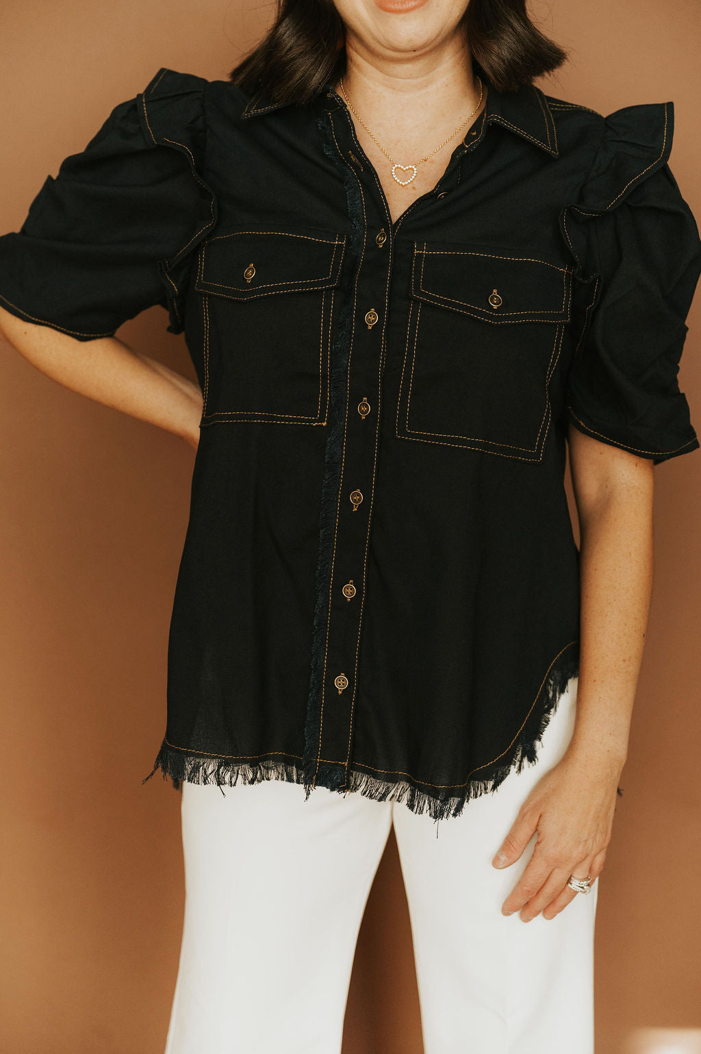 Darcy Ruffle Denim Top