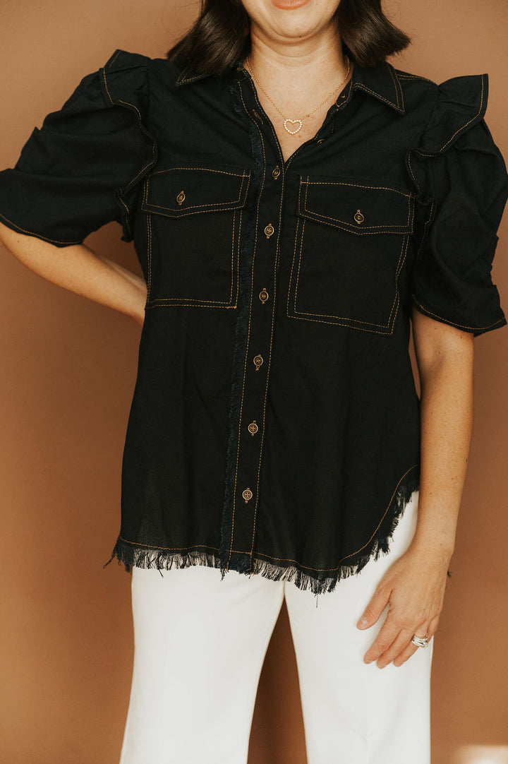 Darcy Ruffle Denim Top