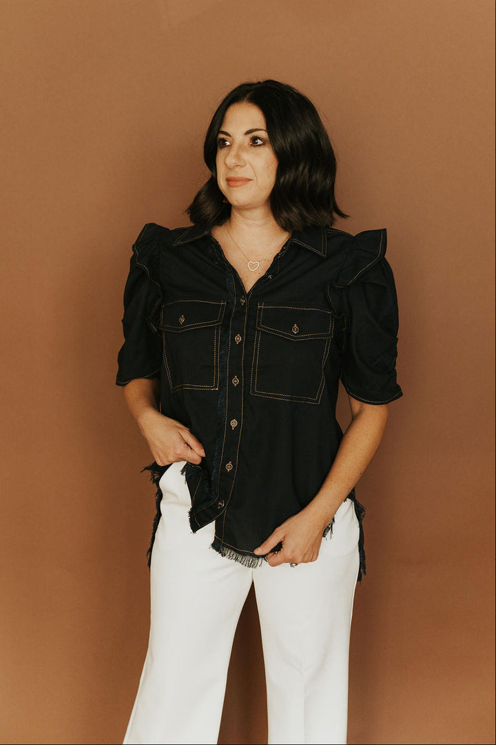 Darcy Ruffle Denim Top