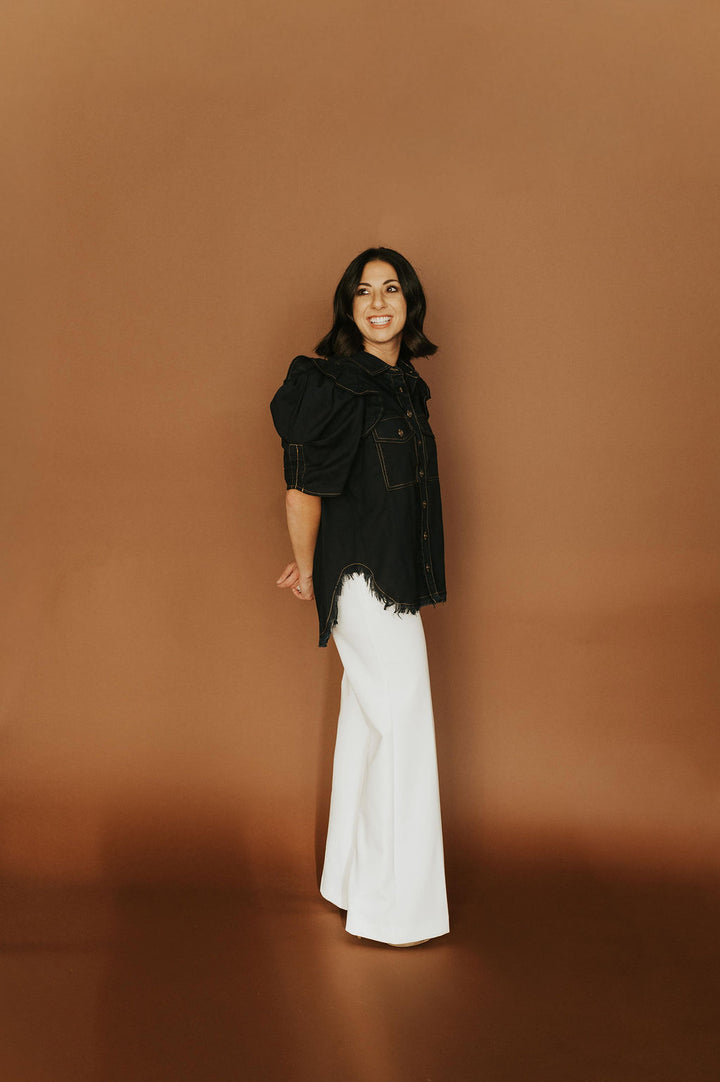Darcy Ruffle Denim Top