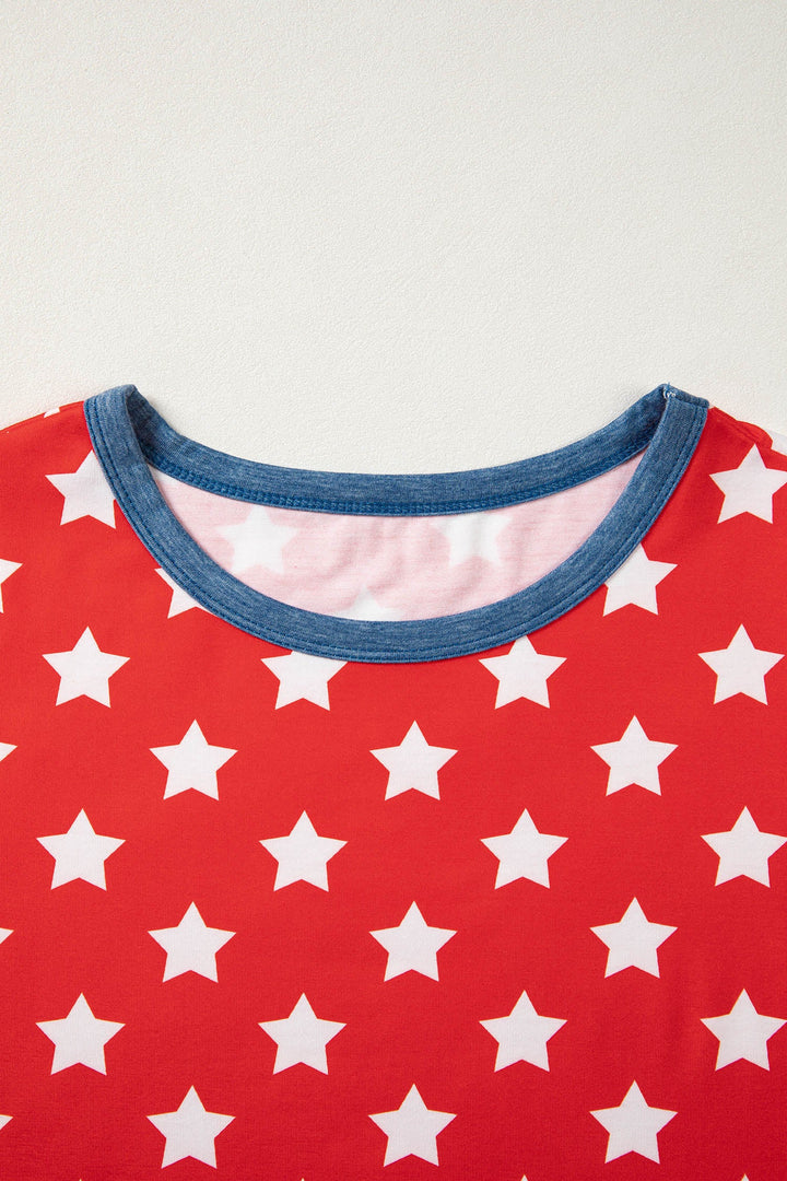 Americana Stars Colorblock Short Sleeve Top