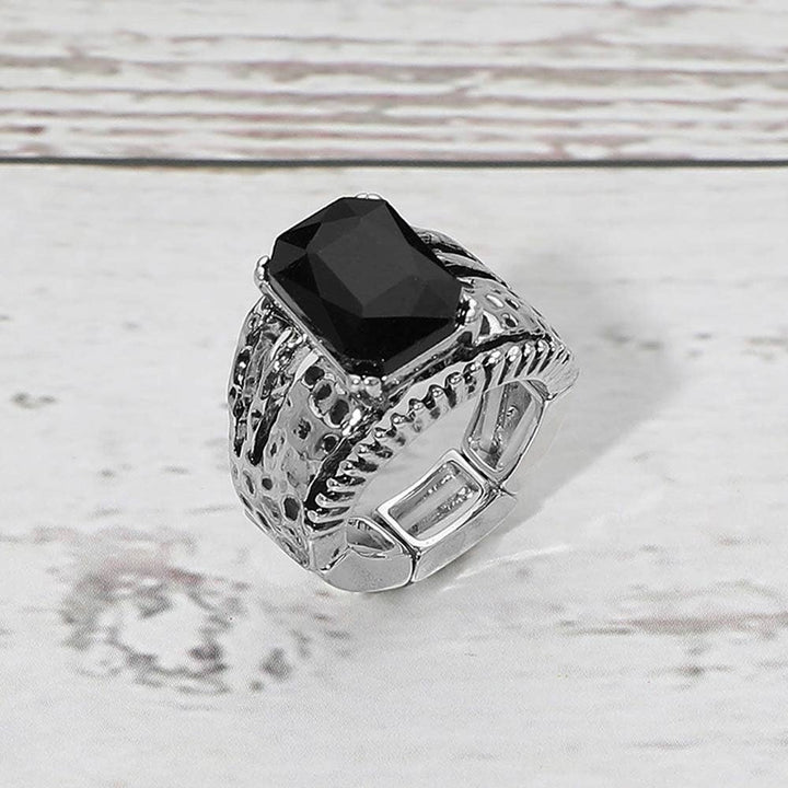 Bold Geometric Stone Accent Stretch Ring